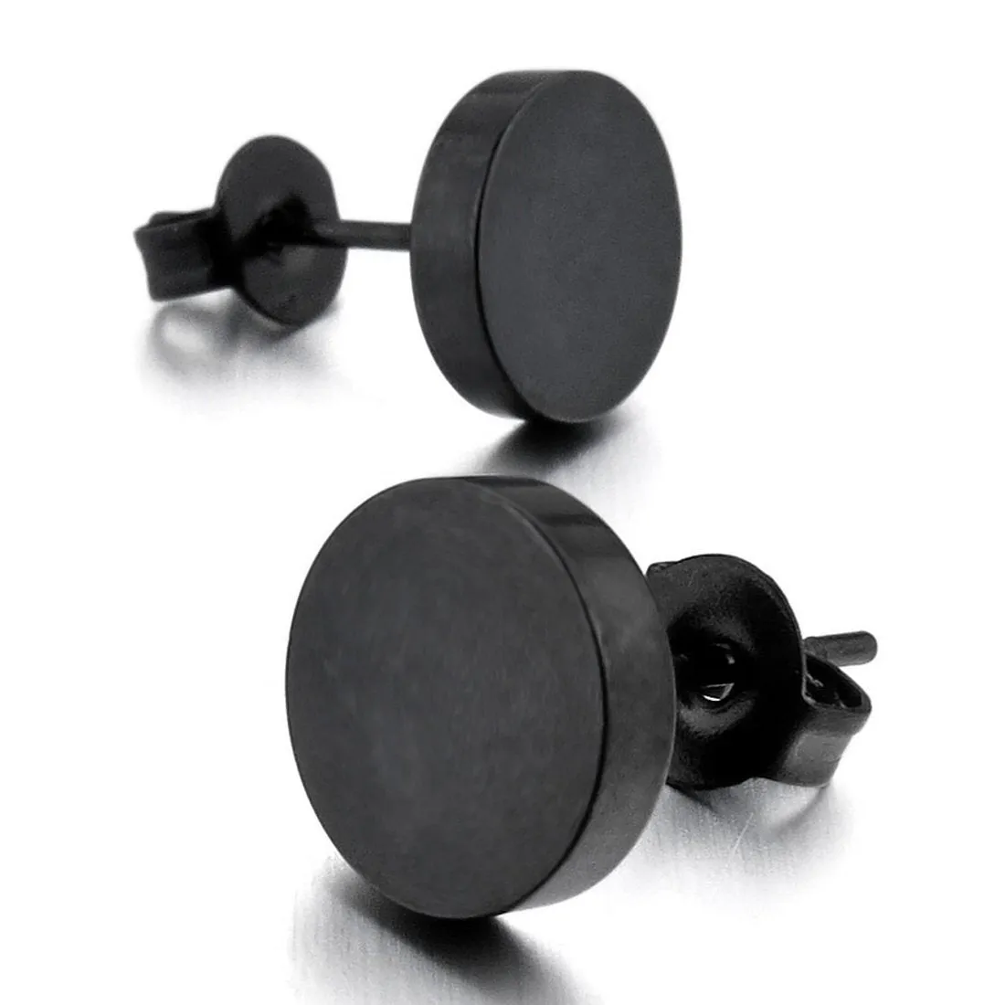 Men's 10mm Stainless Steel Stud Earrings Black