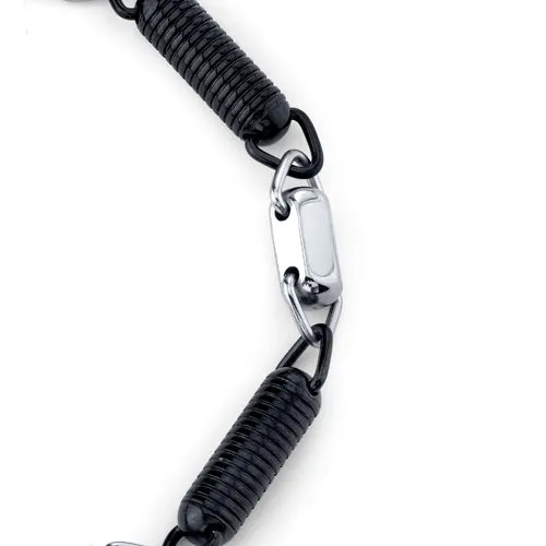 Men's Black and Silver-tone Coil Link Stainless Steel Bracelet