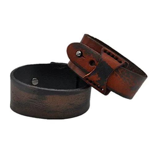 Men's Bracelet Vintage Genuine Leather Wrist Band Cuff Bracelet