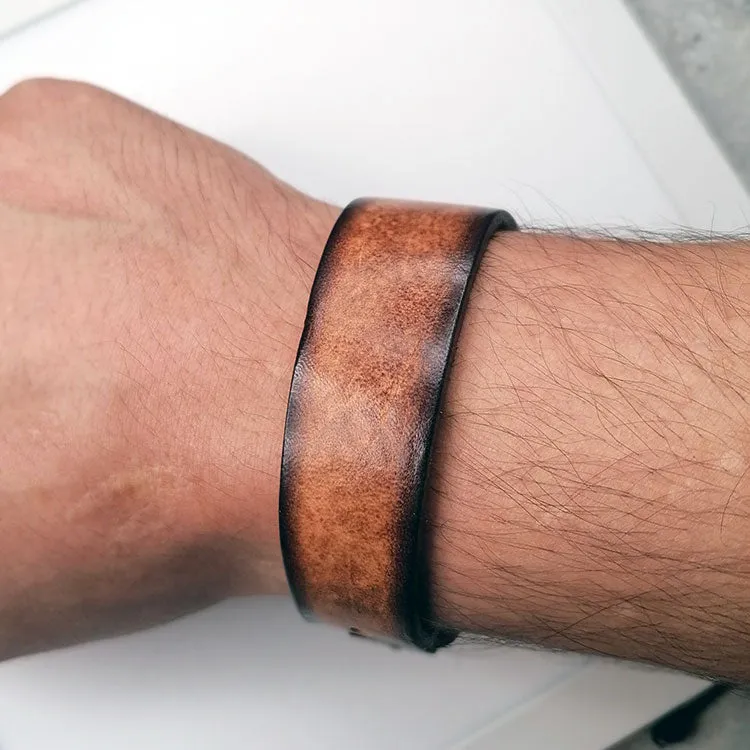 Men's Bracelet Vintage Genuine Leather Wrist Band Cuff Bracelet