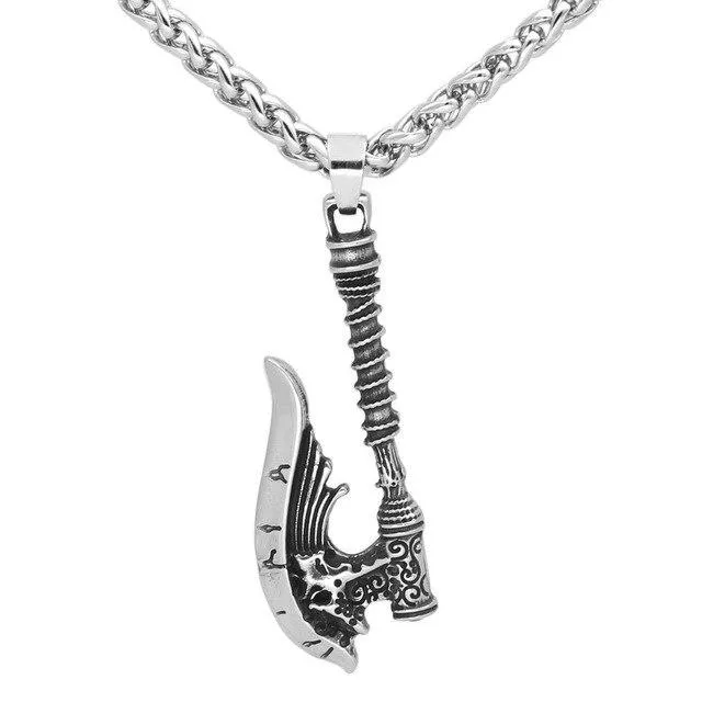 Men's Stainless Steel Nordic Axe Talisman Pendant Necklace