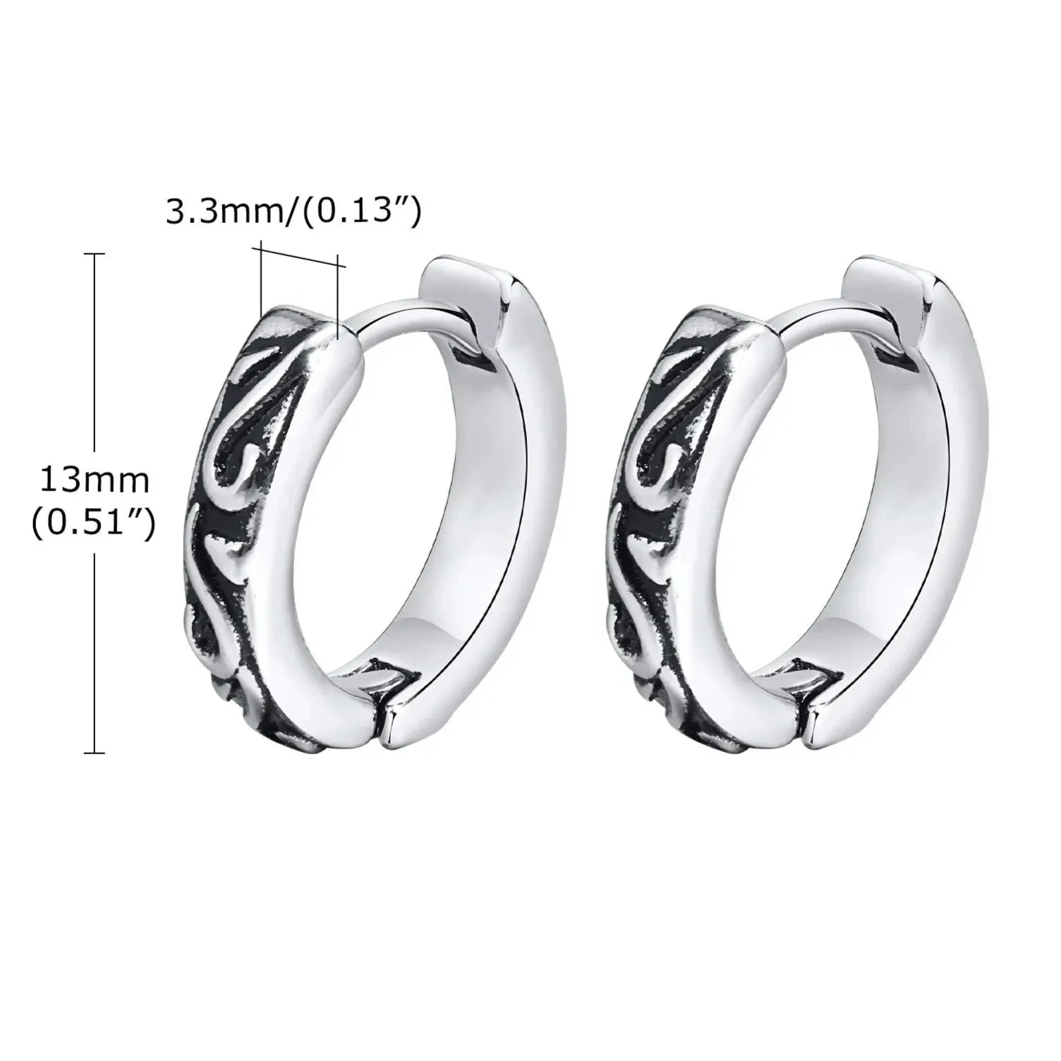 Men's Stainless Steel Stud Hoop Huggie Earrings Silver Tone Black