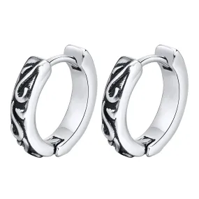 Men's Stainless Steel Stud Hoop Huggie Earrings Silver Tone Black