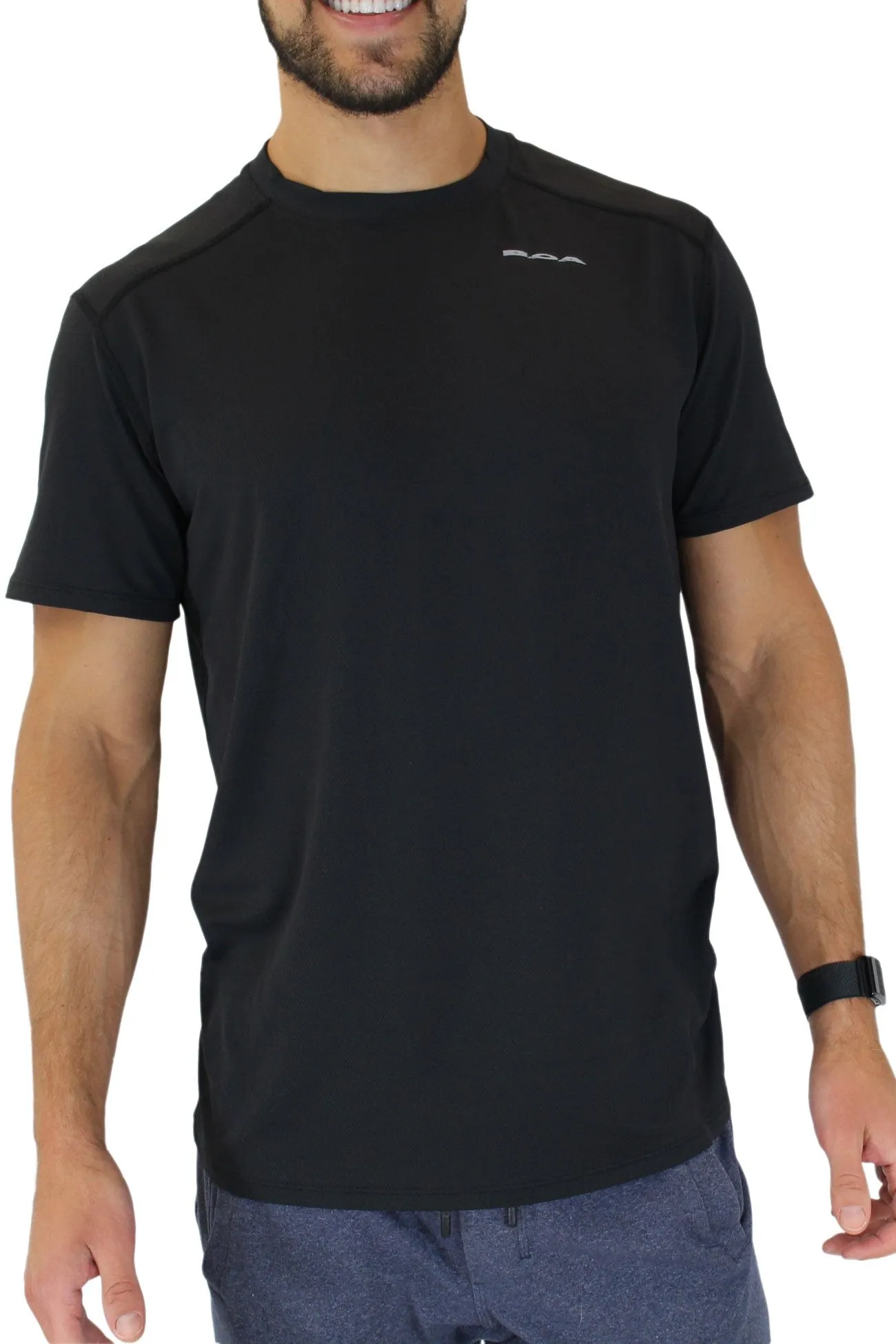 MEN'S VERSATEX CANYON SHORT SLEEVE RUNNING SHIRT- Black