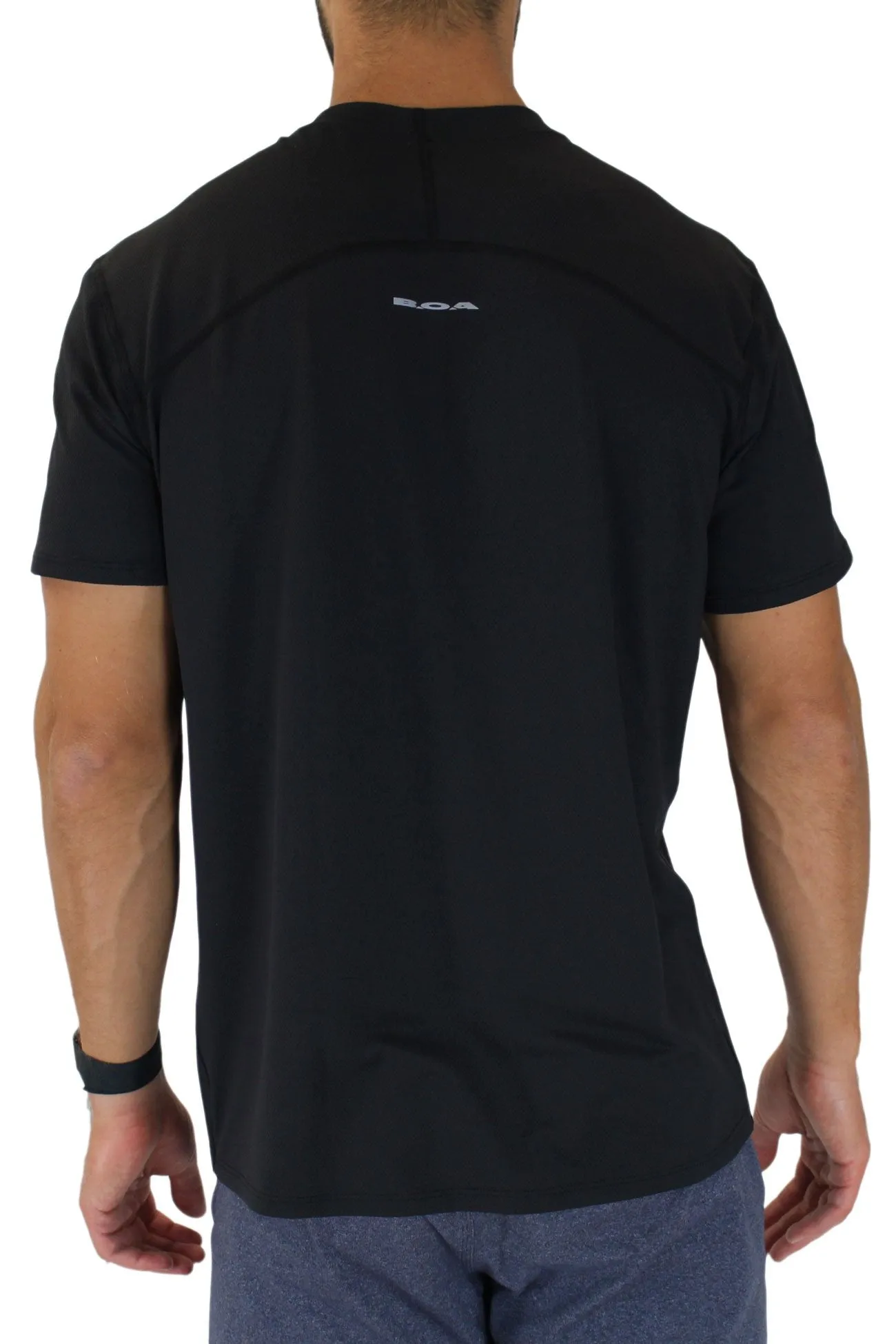 MEN'S VERSATEX CANYON SHORT SLEEVE RUNNING SHIRT- Black