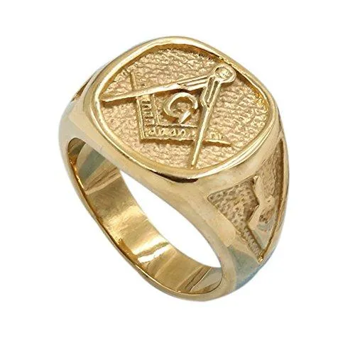 Men's Womens Masonic Ring 18K Gold Plated Freemason Symbol Ring