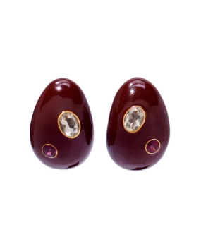 Mini Arp Earrings (Studded Brown)