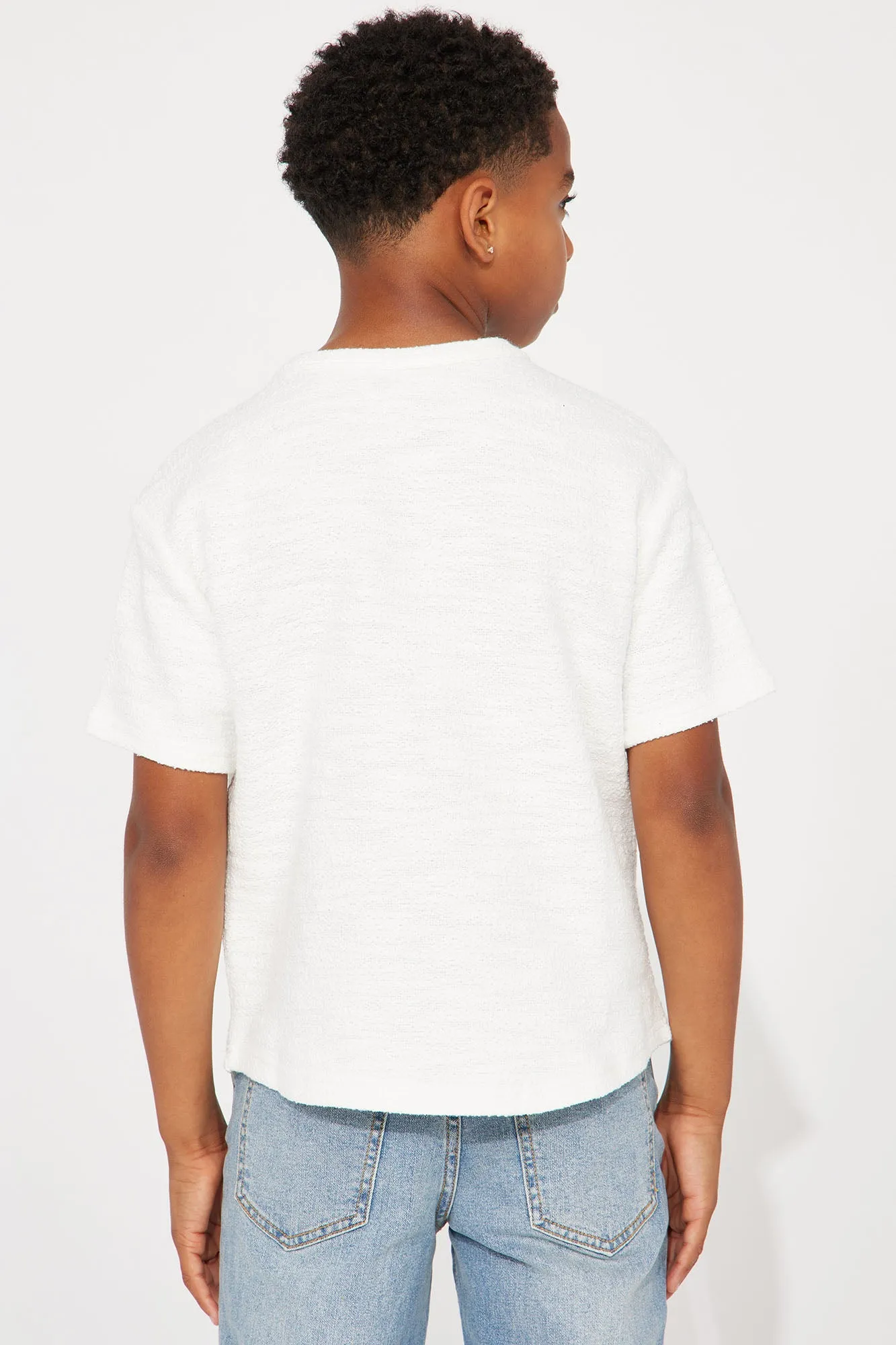 Mini Blaine Textured Scallop Short Sleeve Tee - White