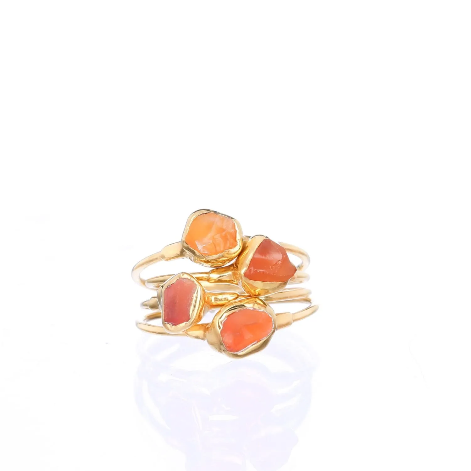 Mini Raw Carnelian Ring, Raw Carnelian Stone Ring, Dainty Ring, Delicate Ring, Colorful Chunky Ring, raw gemstone ring, gold ring Whimsigoth