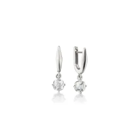 MONICA RICH KOSANN STERLING SILVER U-HOOP EARRINGS WITH ROCK CRYSTAL DROPS