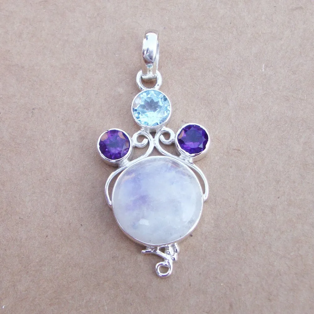 Multi gemstone Pendant - Silver Pendant - 925 Silver Pendant Jewelry