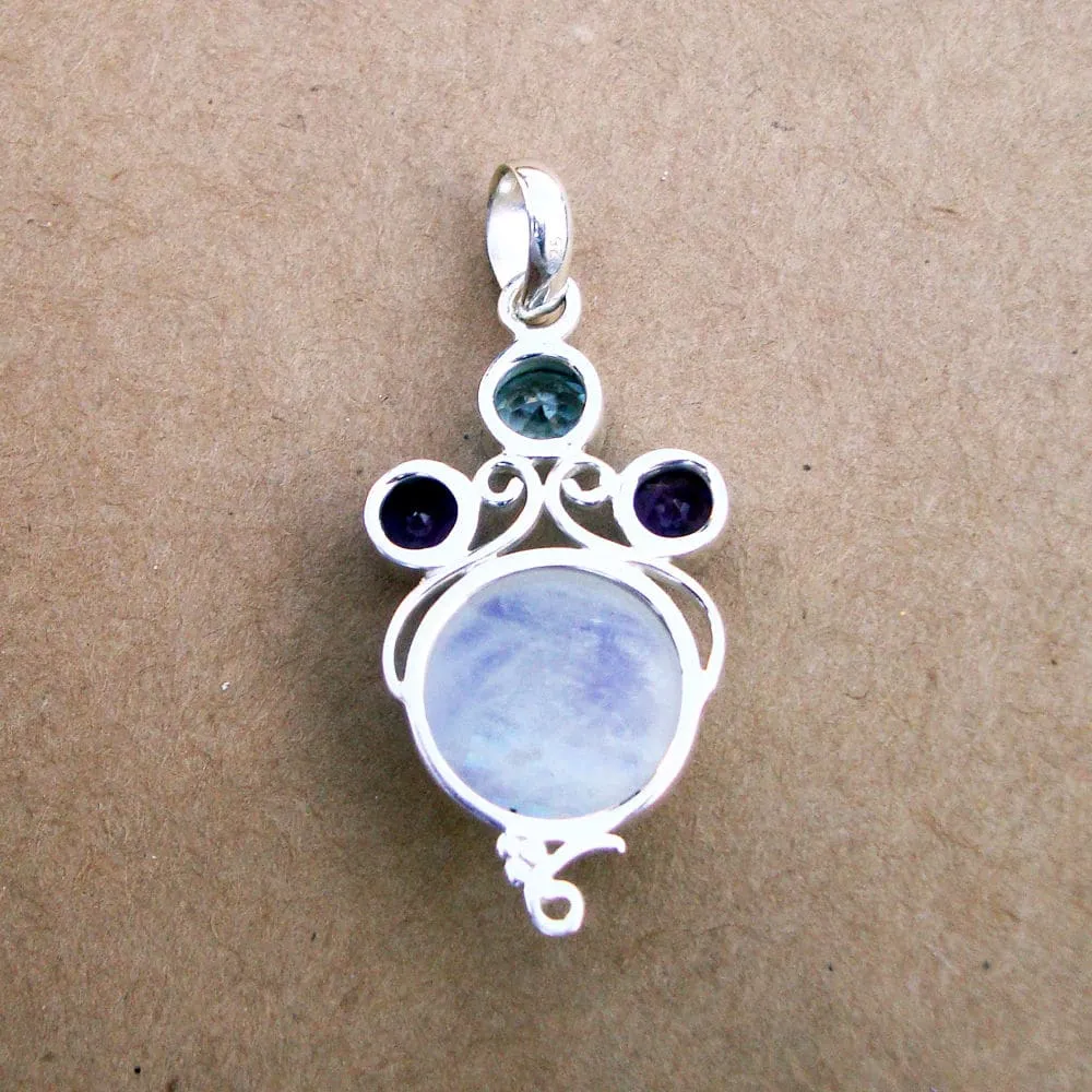 Multi gemstone Pendant - Silver Pendant - 925 Silver Pendant Jewelry