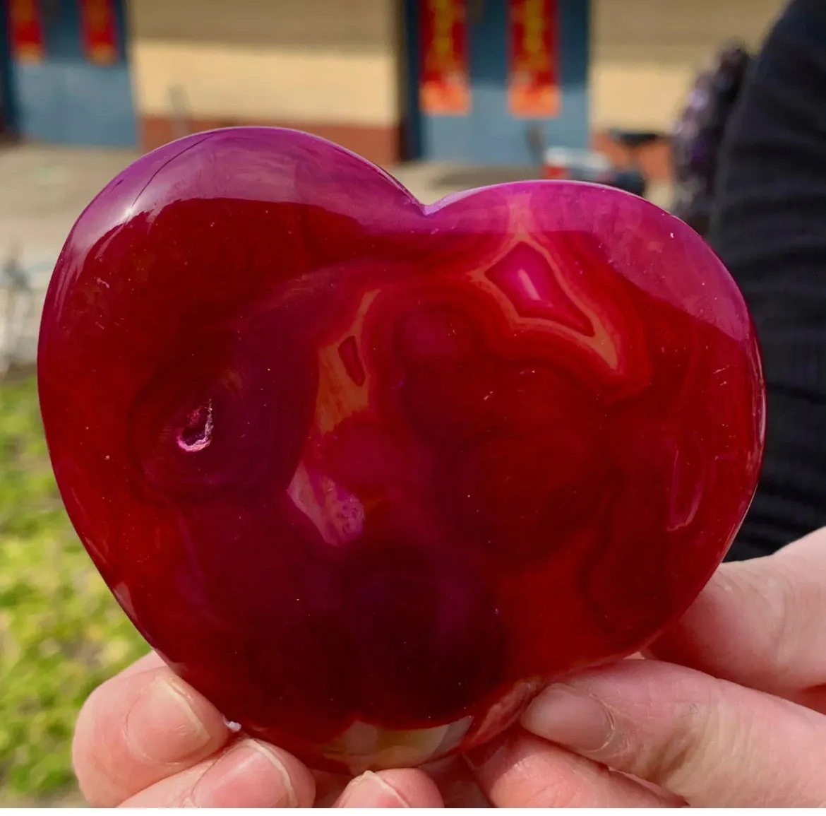 Natural agate crystal Heart Druzy