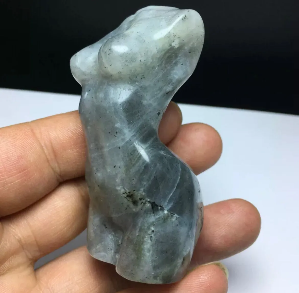 Natural Crystal Labradorite carved female form statue figurine