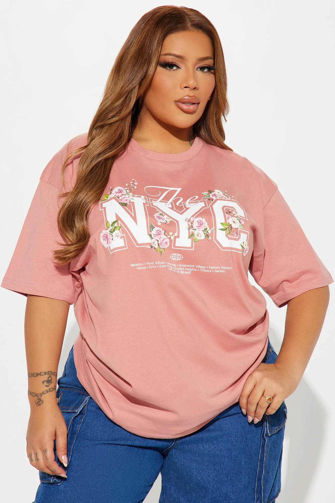 New York In Bloom Graphic Tee - Blush