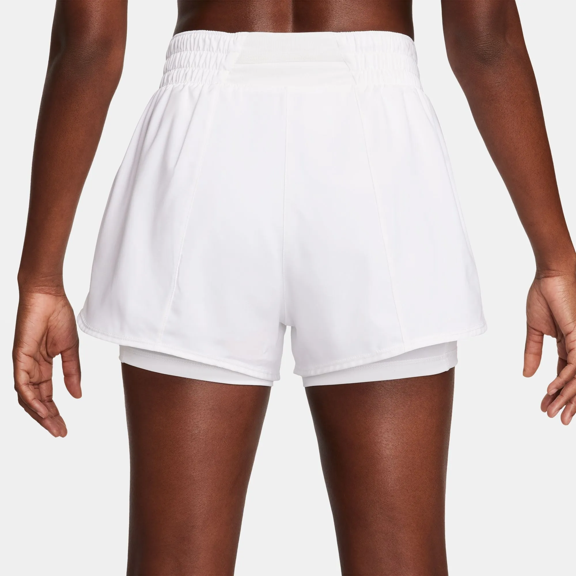 Nike Women's One Dri-FIT High Waisted 3 Inch 2 In 1 Shorts White / Reflective Silver