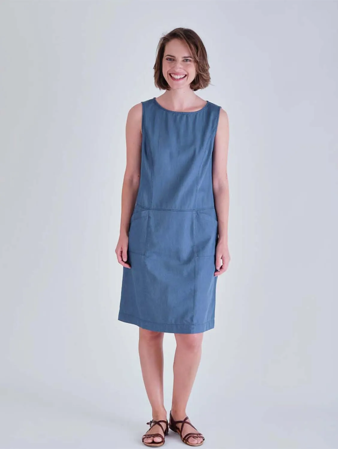 Nina Cotton Pinafore Dress | Denim