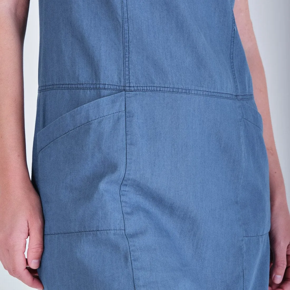 Nina Cotton Pinafore Dress | Denim