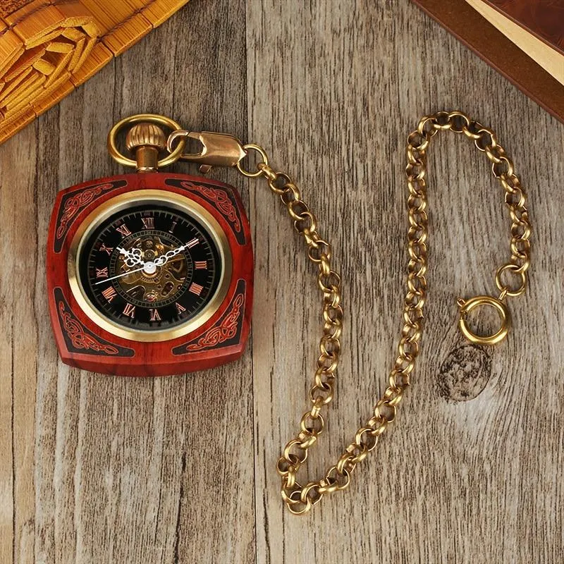 Open Face Pocket Watch in a Square Wooden Frame