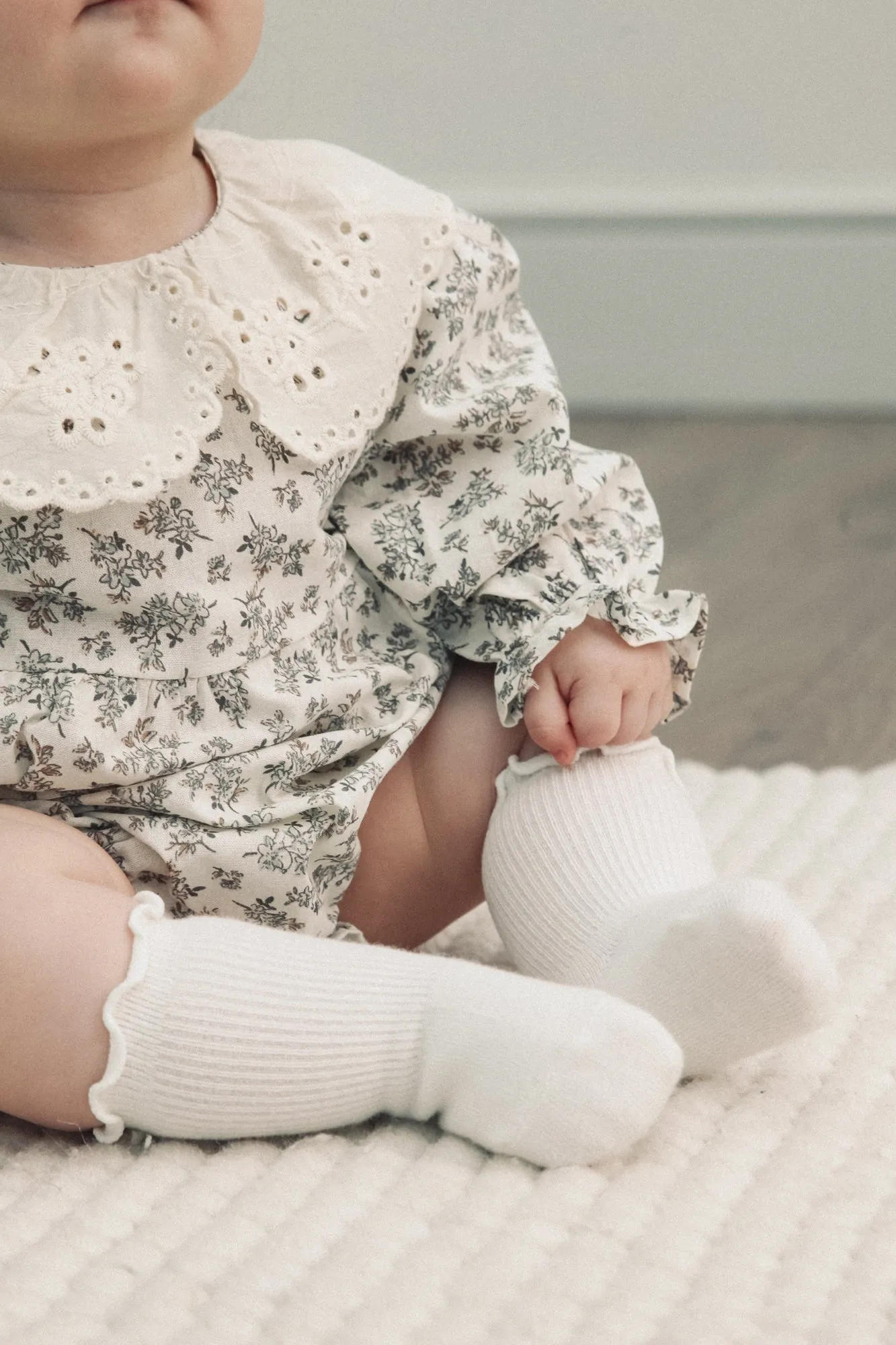 Oversized Cream Embroidered Collar & Floral Romper