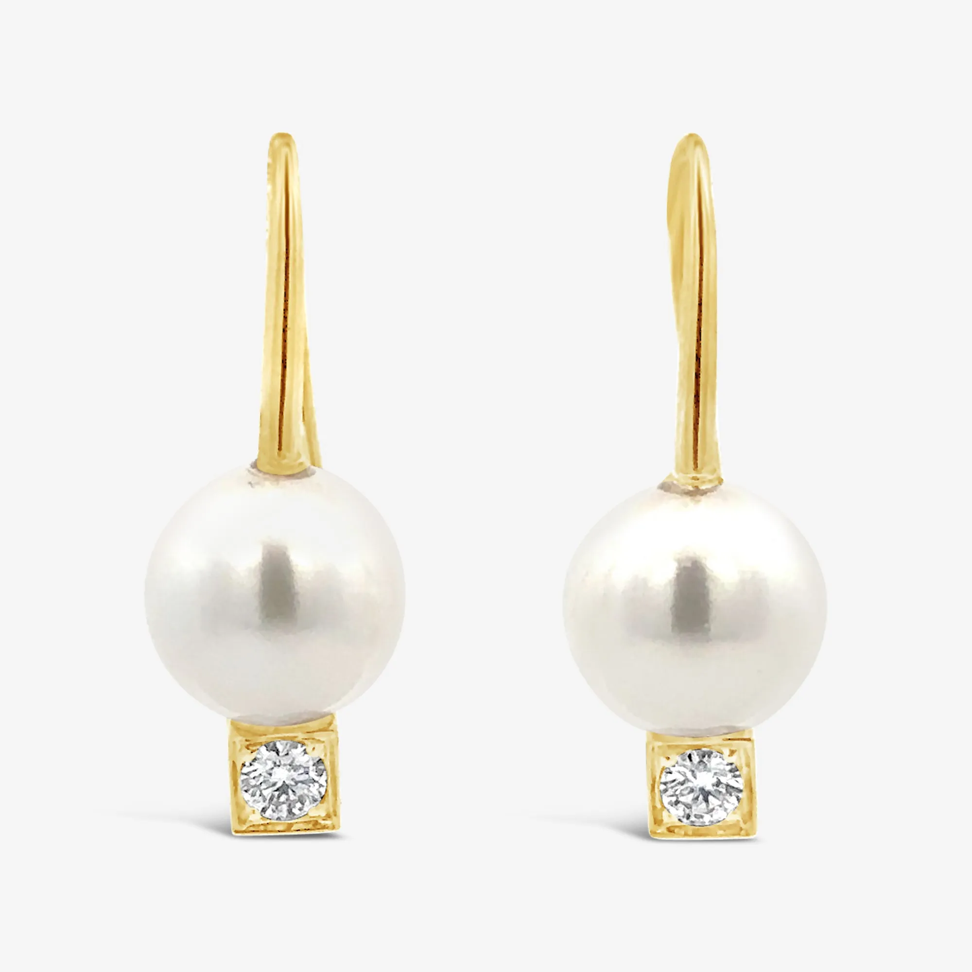 Pearl & Diamond Drop Earrings