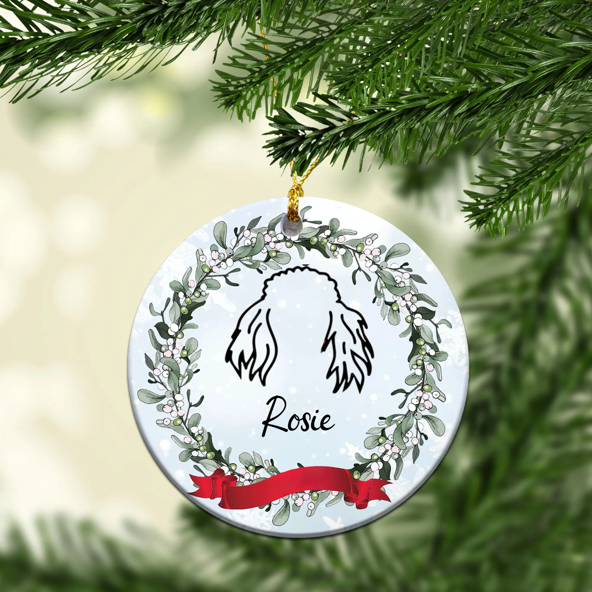 Personalized Dog Ear Custom Ceramic Ornament