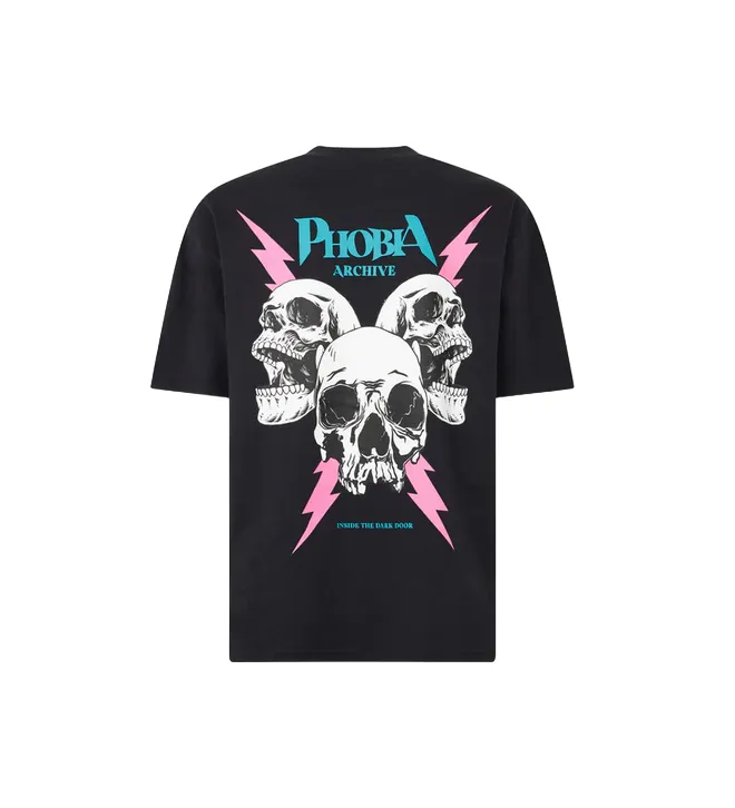 Phobia men's short sleeve t-shirt Screaming Skulls PH00654 black-pink