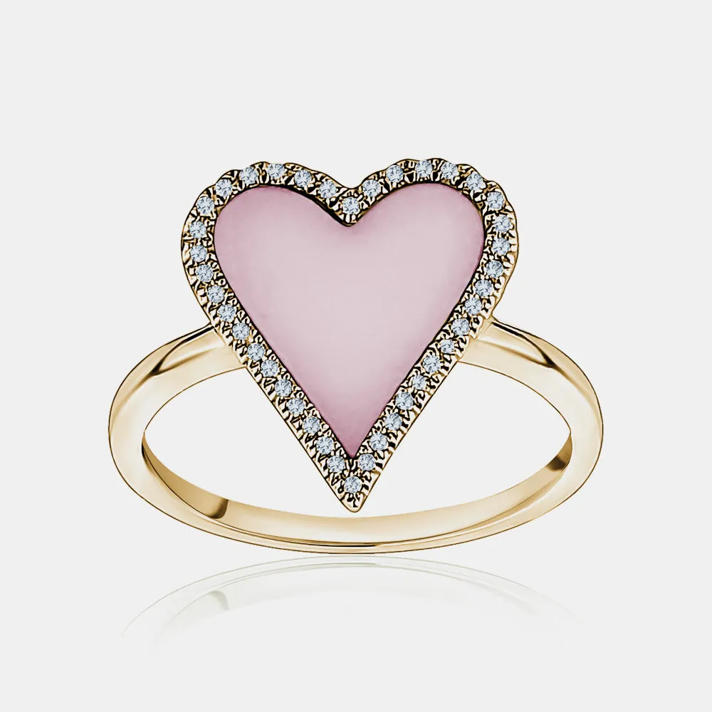 Pink Diamond Border Heart Ring