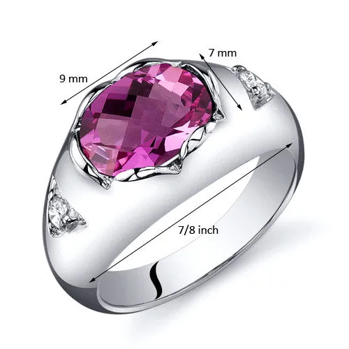 Pink Sapphire Oval Cut Sterling Silver Ring Size 5