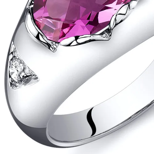 Pink Sapphire Oval Cut Sterling Silver Ring Size 5