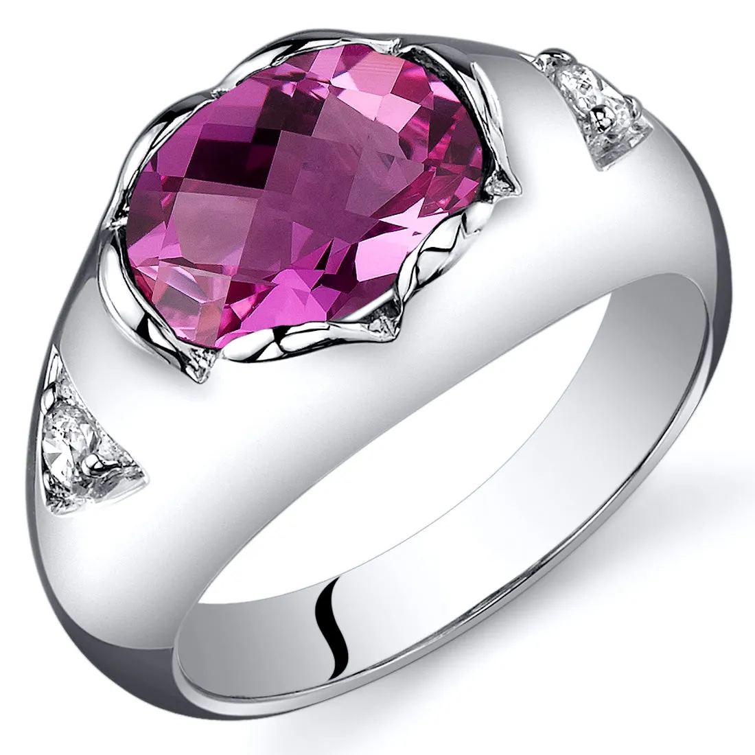 Pink Sapphire Oval Cut Sterling Silver Ring Size 5