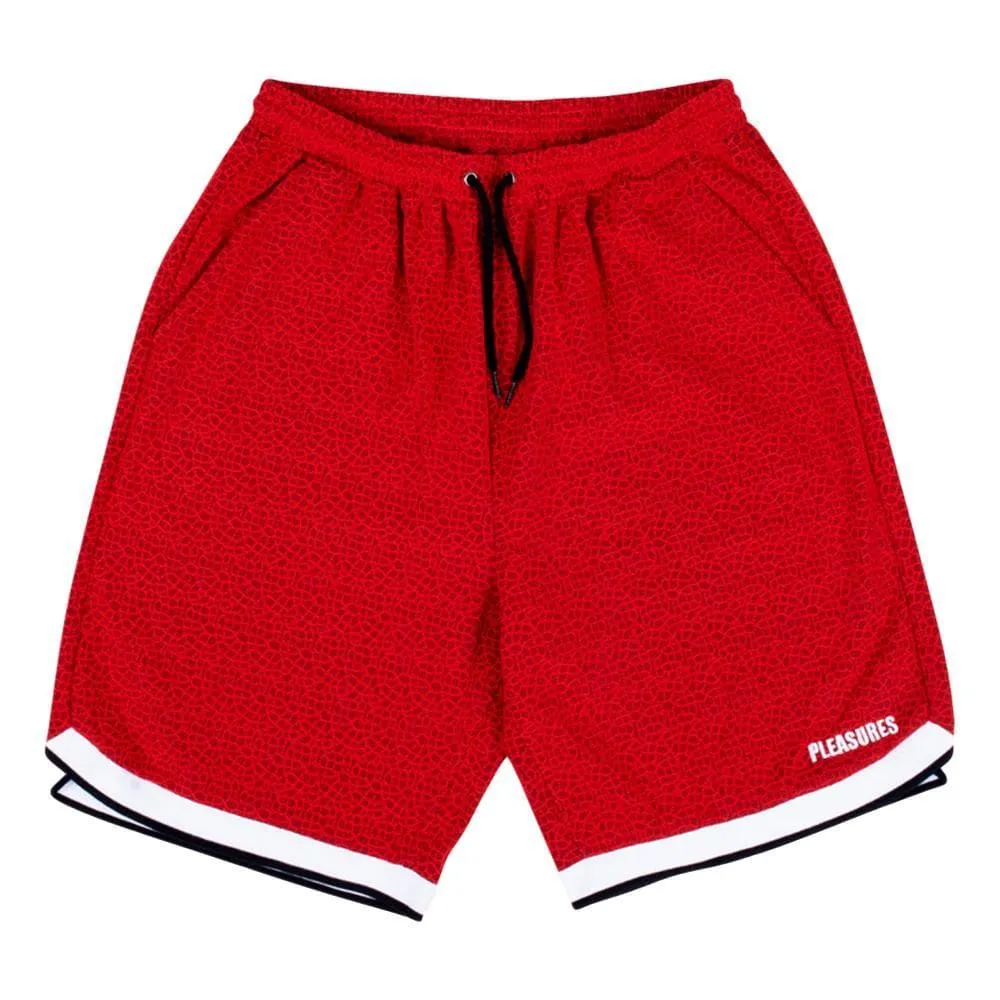 PLEASURES LACE BASKETBALL SHORT -RED