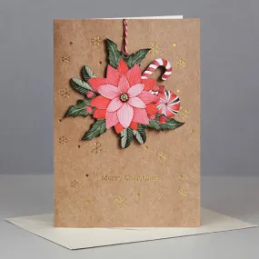 Pointsettia Christmas Ornament Card