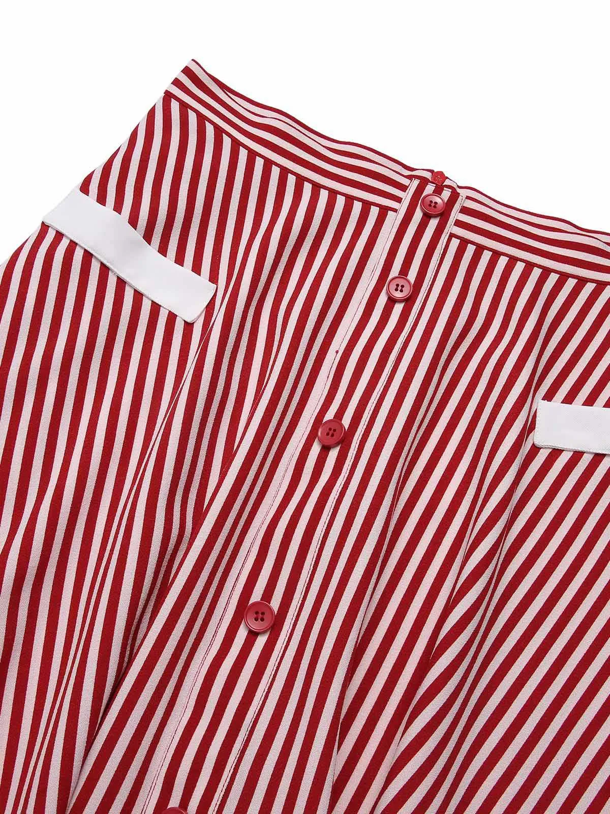 [Pre-Sale] 2PCS Red 1940s Lapel Top & Stripes Skirt