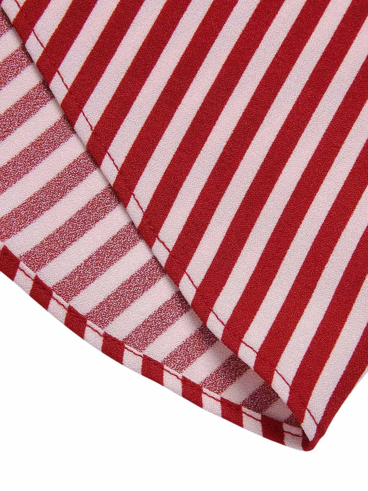 [Pre-Sale] 2PCS Red 1940s Lapel Top & Stripes Skirt