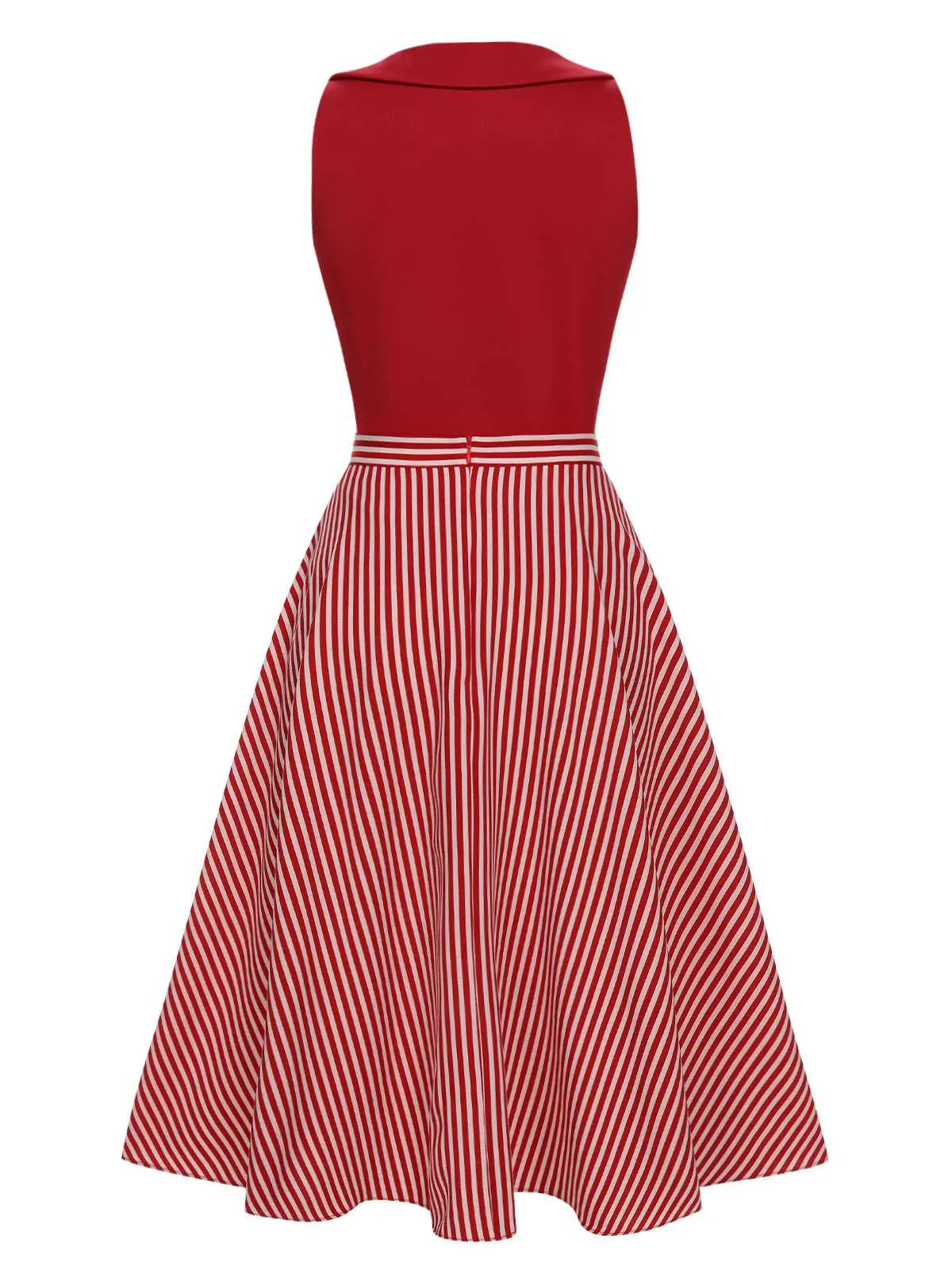 [Pre-Sale] 2PCS Red 1940s Lapel Top & Stripes Skirt