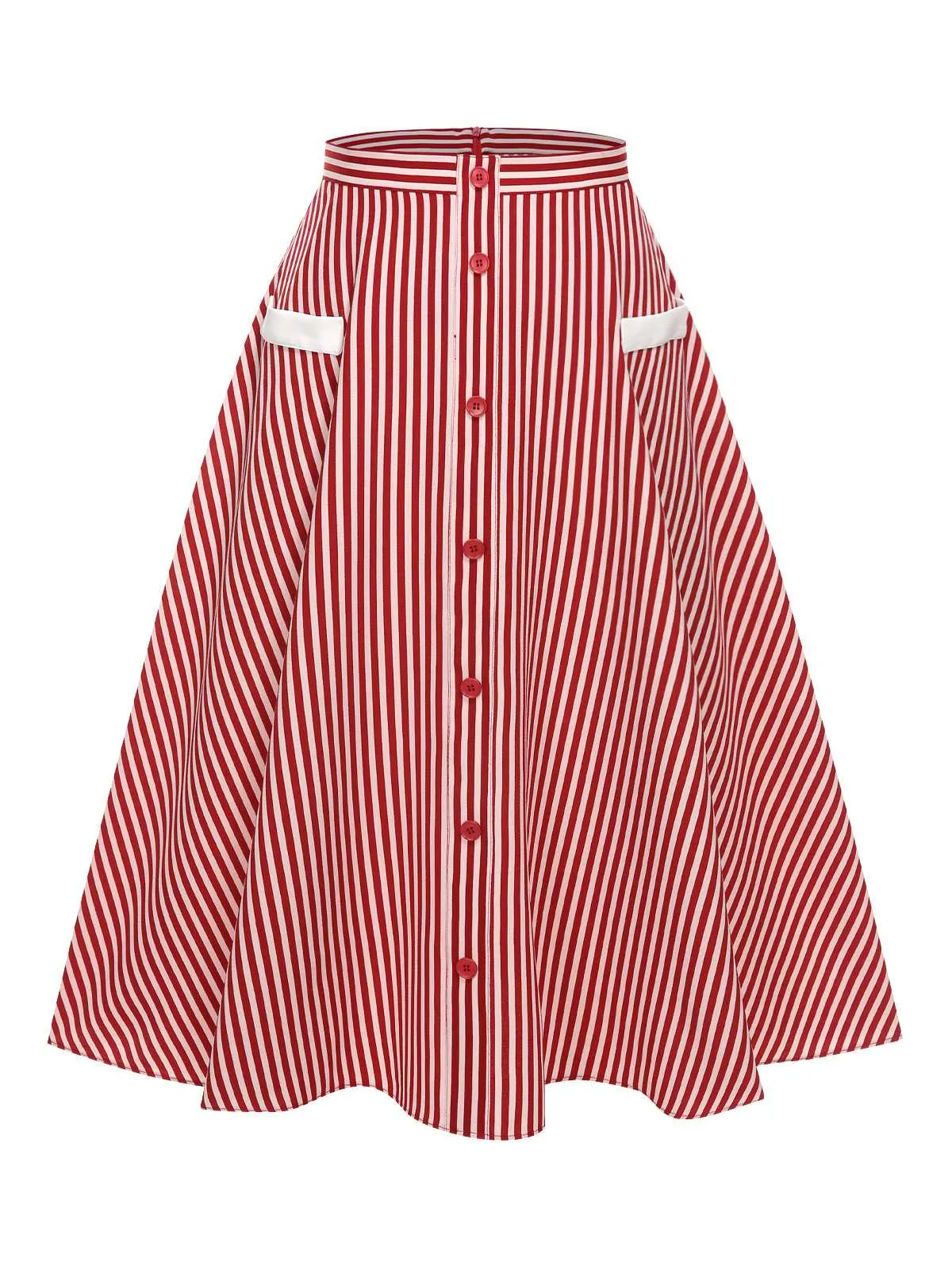 [Pre-Sale] 2PCS Red 1940s Lapel Top & Stripes Skirt