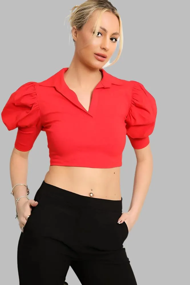 Puff Sleeves Cropped Top