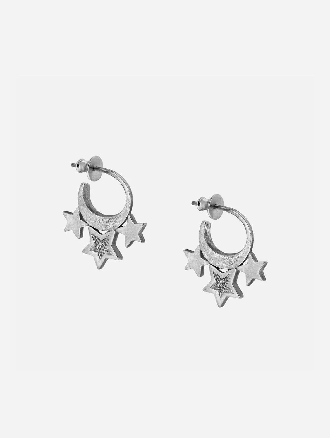 Recycled 925 Sterling Silver Moon & Star Hoops | Silver