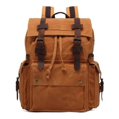 Retro Canvas Leather Waterproof Backpack 20 Litre