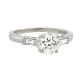 Retro Platinum Diamond Engagement Ring 1.00ct center