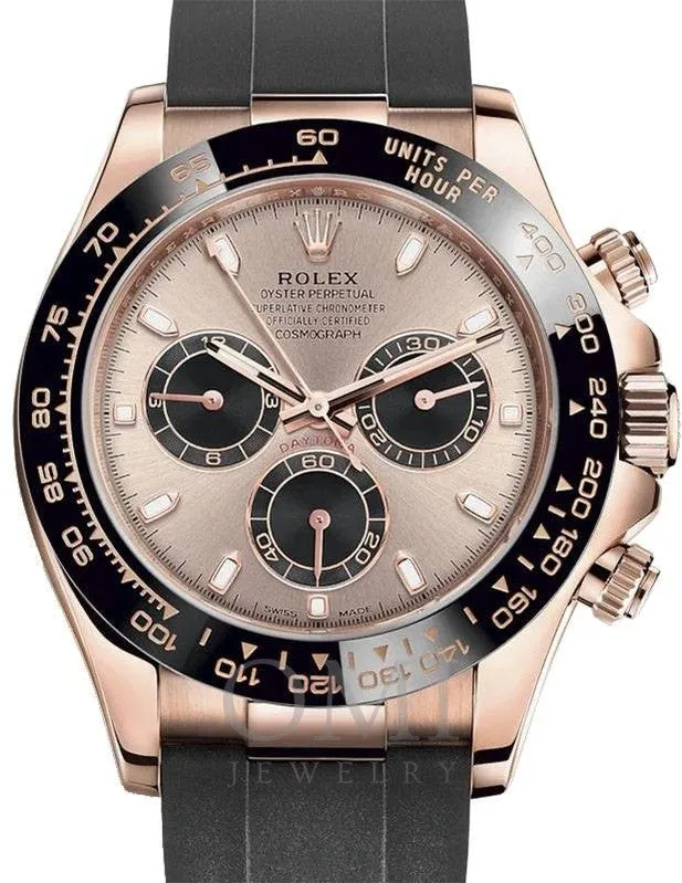 ROLEX DAYTONA ROSE GOLD SUNDUST DIAL OYSTERFLEX 116515LN WITH RUBBER BAND