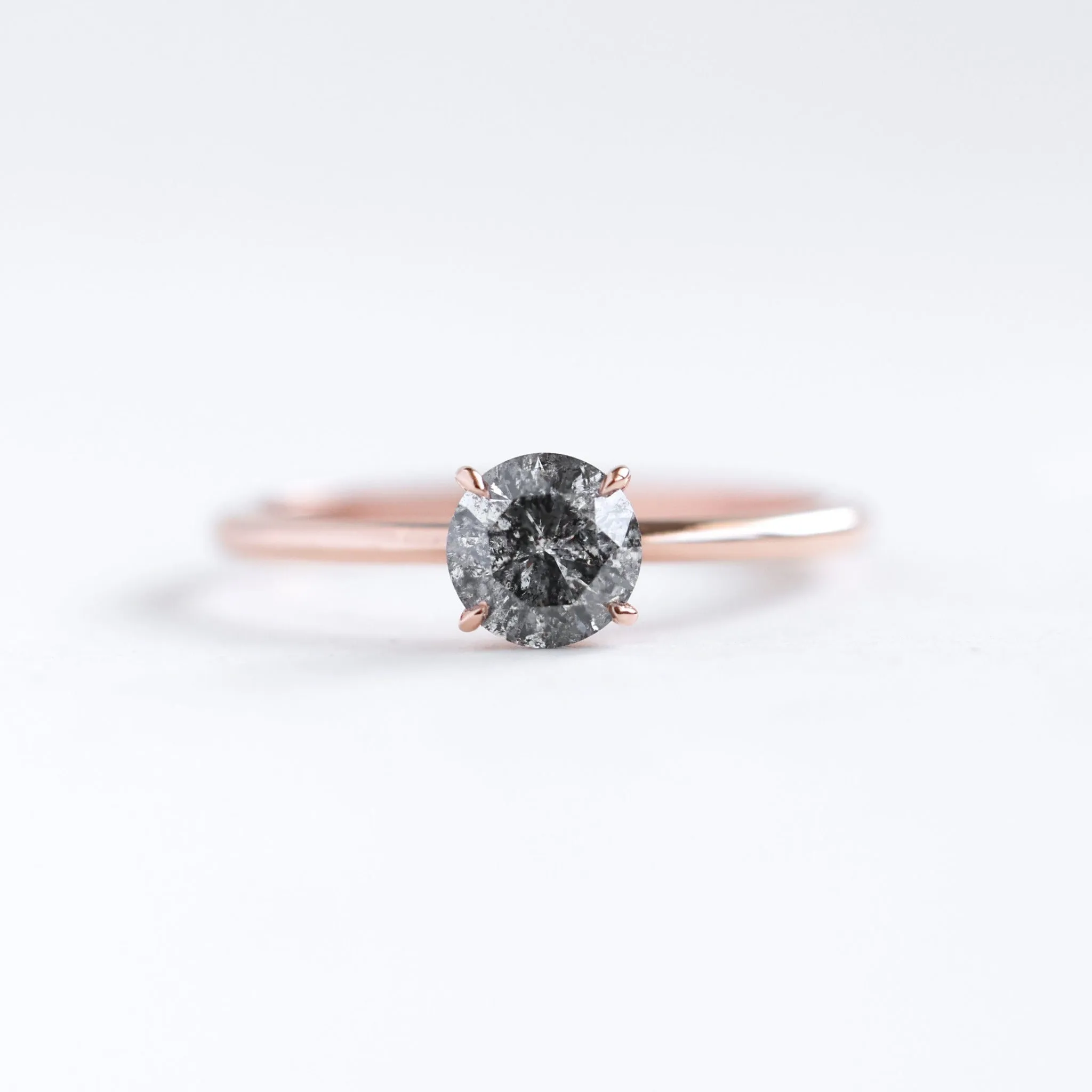 Round Solitaire Salt & Pepper Diamond Ring