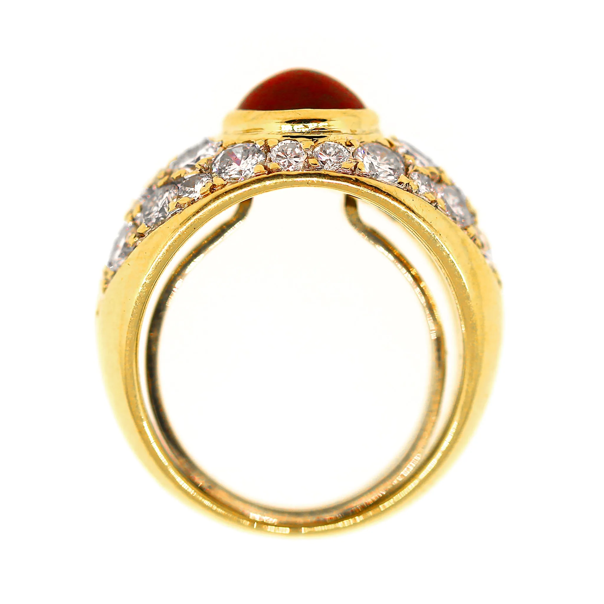 Ruby & Pave Set Diamond Ring in 18k Gold