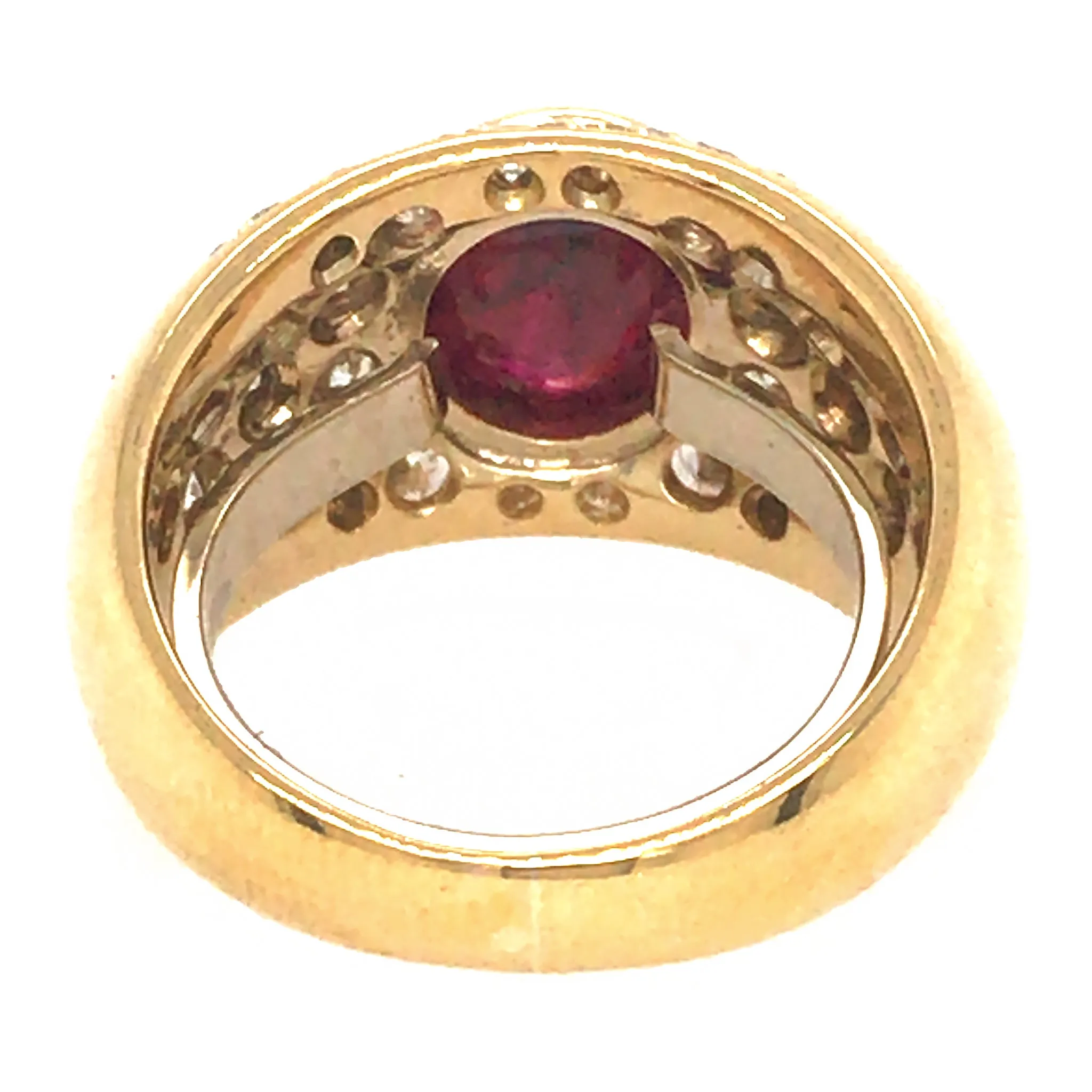 Ruby & Pave Set Diamond Ring in 18k Gold