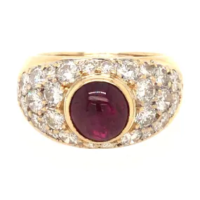 Ruby & Pave Set Diamond Ring in 18k Gold