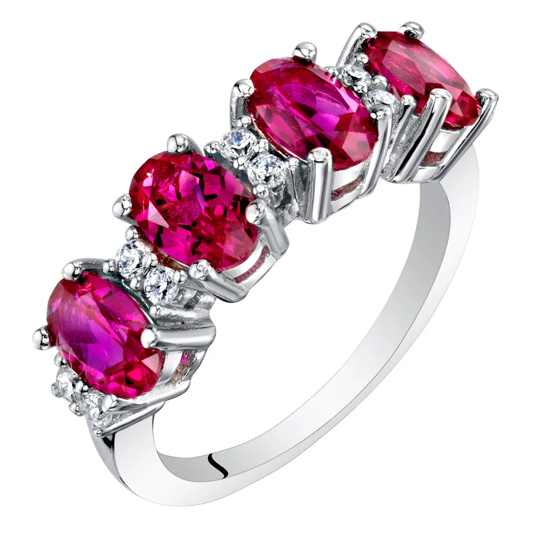 Ruby Sterling Silver Ring 2 Carats Size 5