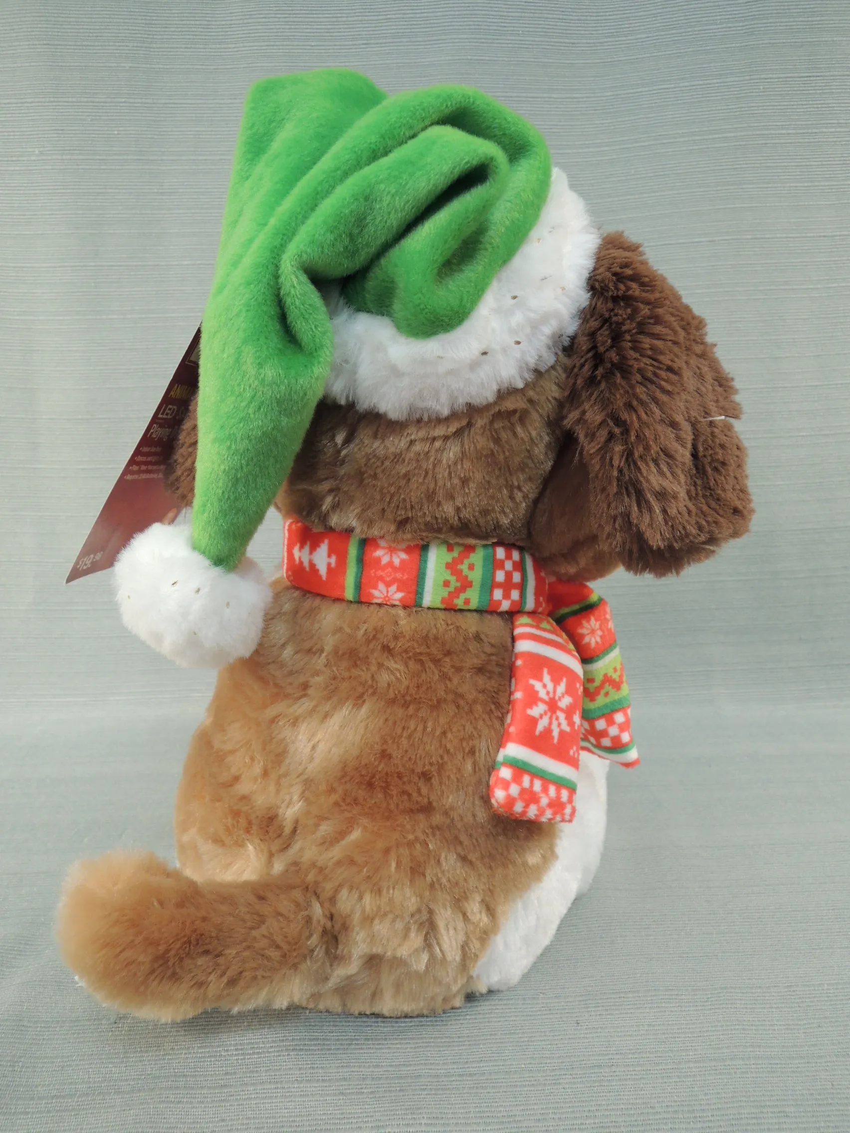 Saxophone Playing Dog Animated Plush Christmas Doll - Like New!