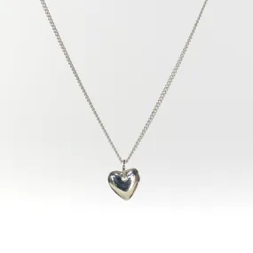 Silver Heart Puff Necklace