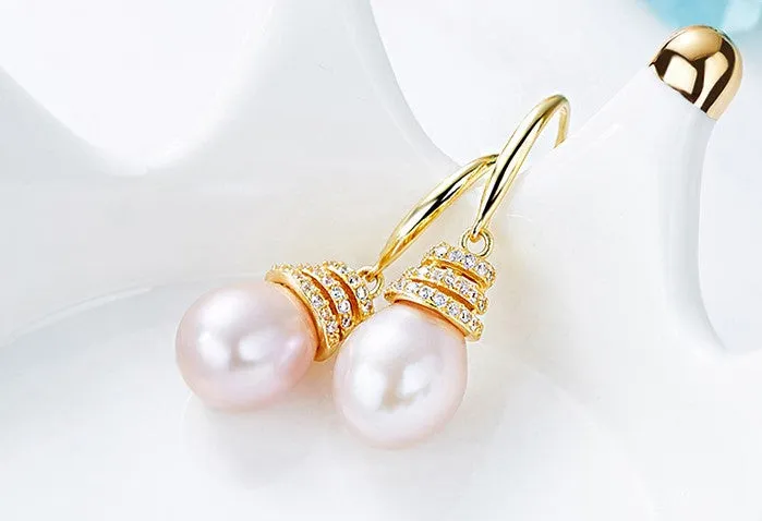 Sterling silver golden white pearl earring